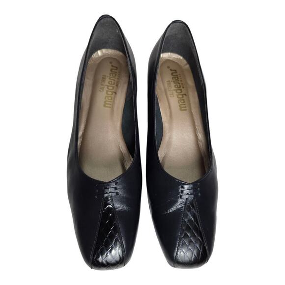 California Magdesian Black Leather‎ Pumps Vintage Women's Size 8.5 M - Picture 3 of 8
